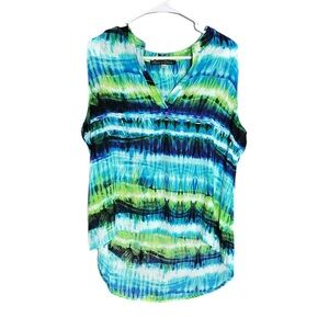 Rose & Olive Sleeveless Hi Low Sheer Blouse Size Large *Read